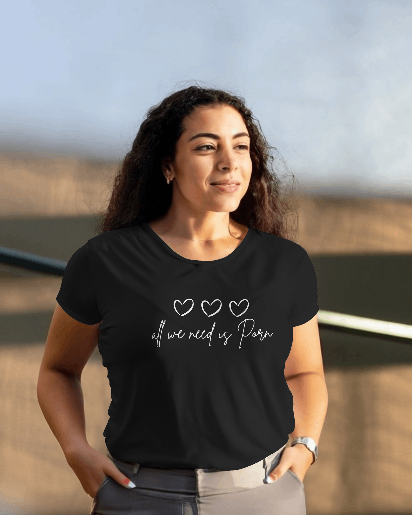 T-SHIRT ALL WE NEED IS PORN - DONNA